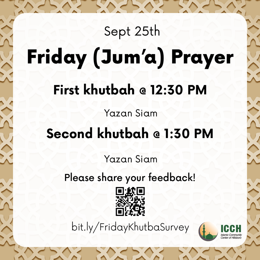 Friday (Jum'a) Prayer – Sept 25th