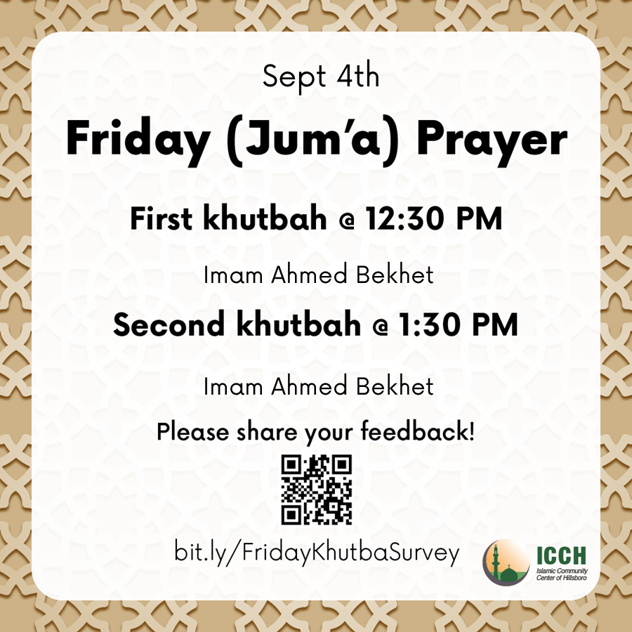 Friday (Jum'a) Prayer – Sept 4th